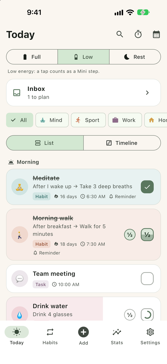 Low-energy day with minimum versions